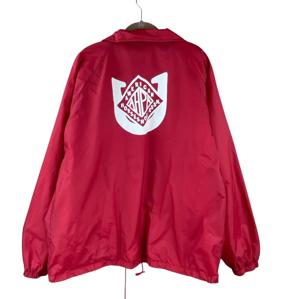Vintage Red Windbreaker Size XL American Horeshoe Assn Graphic Workwear